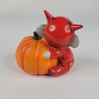 Vtg Byron Mold Ceramic Figure Halloween Red Devil Mouse Jackolantern Hand Paint