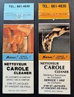 Group Of 2 1970 s Girlie Nude  Matchbook Matchcover - Carole Cleaners  Quebec