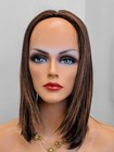 Synthetic Textured Straight 3 4 Wig Brown Highlights Auburn Color 4 30