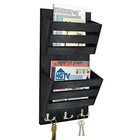 Rustic Mail Organizer Wall Mount With 4 Key Hooks mail Holder Wall Black
