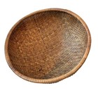 Vintage Handwoven Bamboo Winnowing Basket Round Bottom Boho Decor