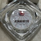 Vintage Clear Glass Advertising Ashtray   Mcm   Asahi Beer Japan