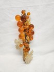 Vintage 15  Mcm Orange Lucite Grape Cluster On Drift Wood Mid Century Decor Old