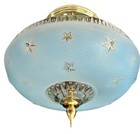 Antique 1920s-1930s Art Deco Nouveau Federal Stars Blue Ceiling Light Fixture