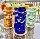 21 Oz Ceramic Tiki Mug Set 3 Pieces  Hawaiian Style Drinkware  Modern Bar Party