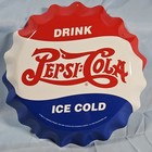 Pepsi Drink Pepsi-cola Ice Cold Bottle Cap Advertising Sign Red White Blue