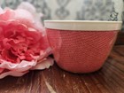 Vintage 60s Raffia Ware Burlap Woven Straw Weave Insulated Bowl cup Pink