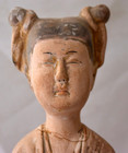 Ancient Chinese Earthenware Tang Dynasty Female Attendant Figurine   618-907 Ad 