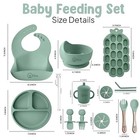 O doe Baby Weaning Set     15 Pcs Silicone Baby Feeding Set   green 