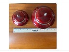Sato Cloisonne Lidded Jar Set Japanese Red Enamel Pair Vintage