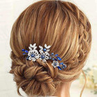 3pack Crystal Pearl Bridal Hair Pins Silver Flower Wedding Hair Accessories Blu3