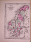 Rare Antique 1866 Map   Sweden   Norway By A  J  Johnson - 13x16