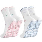 Pilates Grip Socks For Women 4 Pairs Ruffle Yoga Sock Cotton 2 Pink  Blue