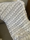 Hand Crocheted Knitted White Afghan Throw Blanket - Approx 72   x68   
