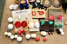 Giant Lot Of Vintage Earrings 125 Pairs 70   s 80   s Pierced   Clip Enamel metals