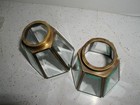 2 Brass   Beveled Glass Hexagon Replacement Craftsman Light Shades 2-1 8  Fitter
