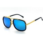 Aviator Sunglasses Square Frame Blue Lens Gold Accents Fashion Shades Lentes New