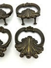 Set 4 French Style Cast Brass W patina Drop Ring Drawer Pulls 2 5 8    Wide