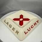 Vintage Lucky Lager Ashtray 5 5  Ceramic Square Beer Brewing Company Advertising
