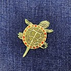 Painted Turtle Applique Patch - Embroidered Water Animal Badge 2 5   iron On 