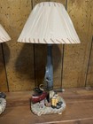  2  Vtg Western Revolver Gun Table Lamp Cowboy Boots Rustic Decor W Shade Tested