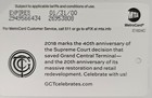 Grand Central 40 Anniversary Metrocard-expired  Mint
