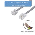 Telephone Landline Extension Cord Cable Cord With Standard Rj-11 6p4c Plug  1   