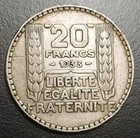 1933 France 20 Francs Old Silver Coin Km 879 Asw  4372 Oz