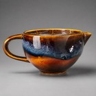 Shaving Soap Scuttle  Blue Glazed Nutmeg Ceramic Heated Lather Bowl Mug Handle