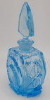 Glass Perfume Bottle Aqua Blue Empty W glass Stopper Retro Vintage