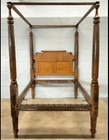 Antique Birdseye Maple Canopy Top Poster Bed Large 1830s Federal Country