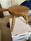 Vintage Unmarked 3-legged Milking Stool W  Handle