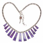 17 5  Christin Wolf Sterling Silver Sugilite Channel Inlay Beaded Necklace