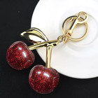 Red Cherry Keychain Crystal Bag Charm Pendant Glitter Purse Handbag Jewelry Gift