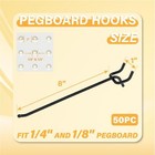 New-heavy Duty Pegboard Hooks 8 Inch - 50 Pcs Peg Board Hooks For Hanging  Black