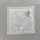 Vintage 1900s Silk Souvenir De France Lace Handkerchief White 13x13 Pin Holes