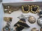 Junk Drawer Lot Jewelry Lot Old Italy Sterling Old Coins Old Brooch Old Coins
