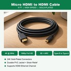 Micro Hdmi To Hdmi Cable 6ft 4k Hd Cord For Gopro Sony Canon Nikon Camera Pi