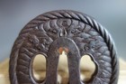 Bushu Tsuba Guard Wave Dote Mimi Samurai Japan Sword Fitting Edo