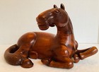Carved Wooden Asian Horse Figurine 10    X 6    X 6    Chinese