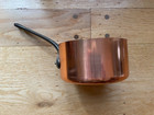 Vintage 5 5 Inch Copper Tin Lined Pot With 6  Brass Handle  Made In France