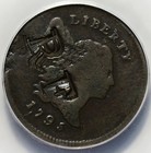 1795 Liberty Cap Half Cent C-2a  Lettered Edge  Anacs Vg-8  Counterstamp