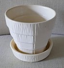 Vintage Mccoy Pottery 4inch Basketweave Flower Pot W attached Saucer