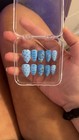 Blue Ocean Theme Shiny Acrylic Pre-designed Short Almond Press-on Nails Set