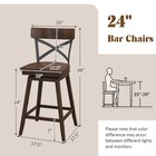 Set Of 2 Wooden Swivel Bar Stools Counter Height Kitchen Chairs W  Back Brown