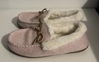 Sonoma Pink Moccasin Slippers With Bow-fur Lined Women s Sz 9-10