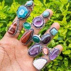 Amethyst   Mix Gemstone 925 Sterling Silver Plated Wholesale Bohemian Lot Rings