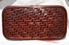 Antique 1950s Japanese Tea Ceremony Tray Bamboo Bantai Basket-woven Lacquerware