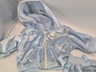 Build A Bear Baby Blue Crown Velour Track Suit Hoodie Pants Teddy Outfit Set 