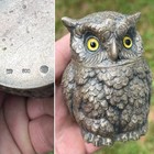 Antique  800 Silver Figural Horned Owl With Glass Eyes Mustard Pot  Germany